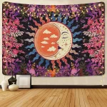 Beautiful Interior Decoration Tapestry Psychedelic Sun and Moon Mandala Flowers Home Wall - Image 3