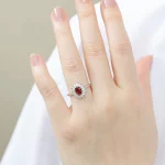 925 sterling silver ring set with natural garnet ruby ring, exquisite and elegant wedding party jewelry gift, women's ring - Image 6