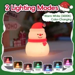 Christmas Silicone NightLight 7Color Novelty Ambient Lamp Touch Control Rechargeable Hanging Snowman Socks Bedside Holiday Decor - Image 4