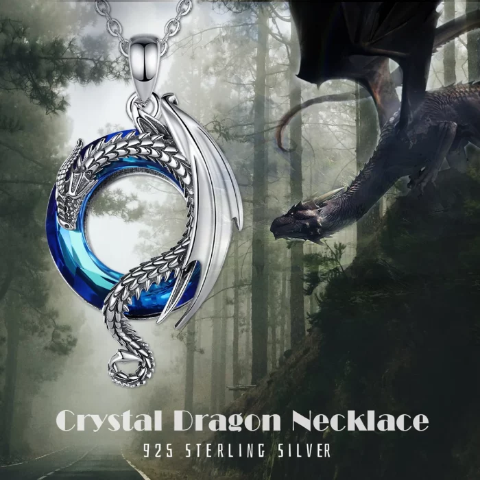 Eudora Real 925 Sterling Silver Dragon Neckalce for Women Luxury Austrian Crystal Cool Dragon Pendants Necklaces Trendy Jewelry - Image 6