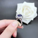 Pure White Gold AU750 Ring 2CT Natural Ruby Sapphire Diamond Engagement Ring For Women Beautiful Certified 18K Ring - Image 5