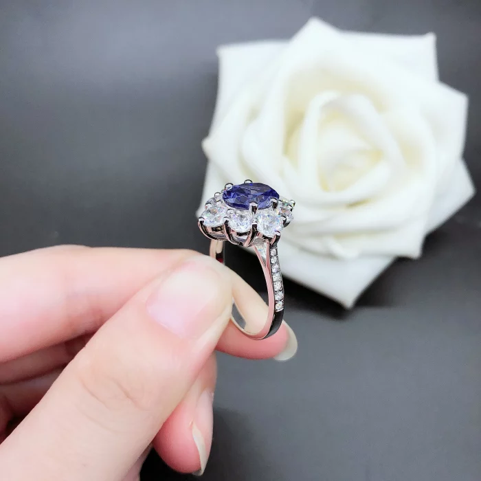 Pure White Gold AU750 Ring 2CT Natural Ruby Sapphire Diamond Engagement Ring For Women Beautiful Certified 18K Ring - Image 5