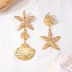 Vintage Metallic Exaggerate Shell Starfish Women Earrings Geometric Trendy Fashion Jewelry Personality Exquisite Unique RG0045 - Image 4