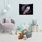 Lunar Owl Wall Tapestry Celestial Aesthetic, Moon Lovers Gift, Witch Wall Art, Ethereal Altar Cloth Trippy Room Decor Aesthetic - Image 7