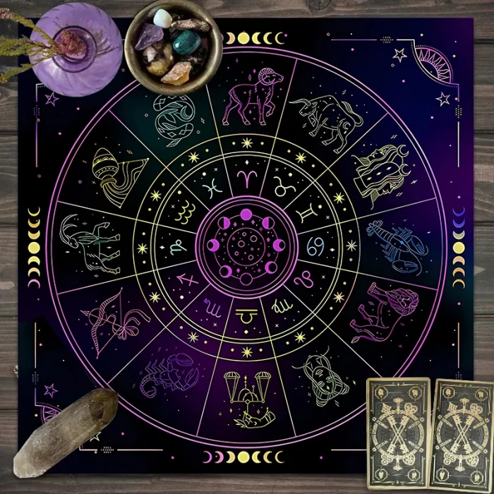 1pc Tarot card tablecloth, mysterious rune astrology altar cloth, witchcraft cabin decoration tablecloth, card game tablecloth - Image 4