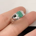 Classic 925 Silver Emerald Ring 7mm*9mm 2ct Natural Emerald Silver Ring 18K Gold Plated Gemstone Jewelry - Image 2