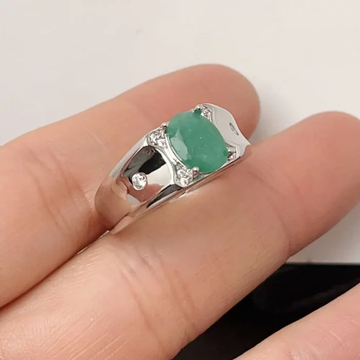 Classic 925 Silver Emerald Ring 7mm*9mm 2ct Natural Emerald Silver Ring 18K Gold Plated Gemstone Jewelry - Image 2
