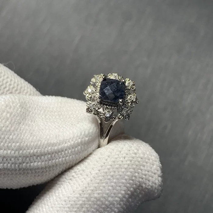 3MM Natural Sapphire Ring Adjustable Female Ring Jewelry for Women Gift Wholesale High Quality Vintage Fine - Image 3