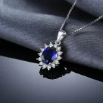 JewelryPalace Princess Diana Created Blue Sapphire Ruby Simulated Emerald 925 Sterling Silver Pendant Necklace Women No Chain - Image 3