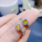 Natural Yellow Sapphire Rings for women silver 925 jewelry luxury gem stones 18k gold plated free shiping items - Image 6