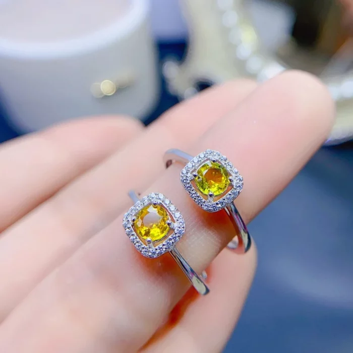 Natural Yellow Sapphire Rings for women silver 925 jewelry luxury gem stones 18k gold plated free shiping items - Image 6