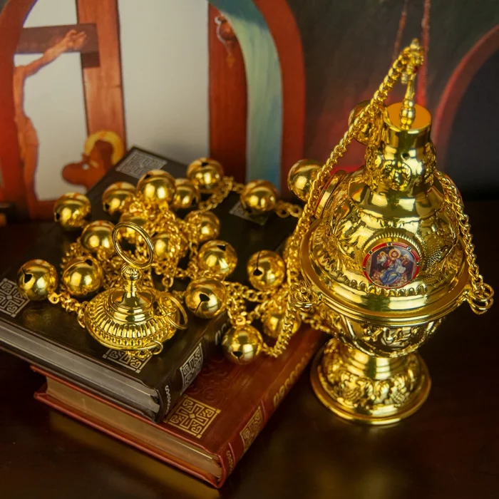 HTISOK Orthodox Church Incense Christian Hanging Incense Burner with Chain Mass Prayer Easter Orthodox Church Incense Burner - Image 3