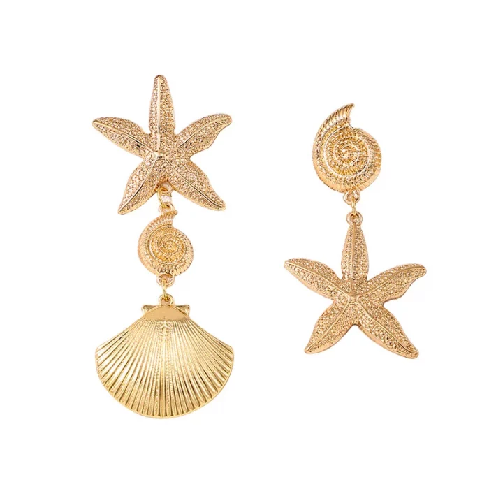 Vintage Metallic Exaggerate Shell Starfish Women Earrings Geometric Trendy Fashion Jewelry Personality Exquisite Unique RG0045 - Image 7