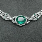 Wong Rain Vintage 100% 925 Sterling Silver 14*16 MM Oval Cut Emerald High Carbon Diamond Gemstone Pendant Necklace Fine Jewelry