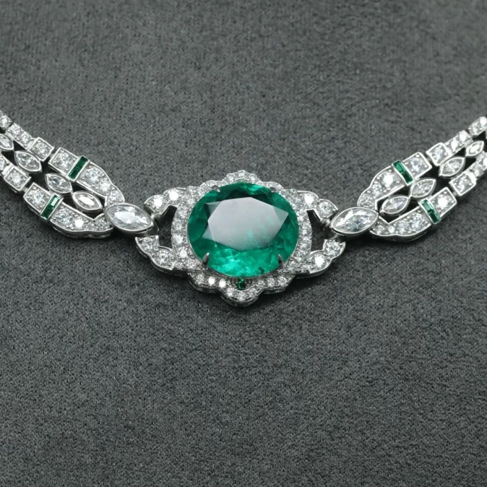 Wong Rain Vintage 100% 925 Sterling Silver 14*16 MM Oval Cut Emerald High Carbon Diamond Gemstone Pendant Necklace Fine Jewelry - Image 3