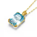 100% Real Silver 925 Necklace Pendant Aquamarine Women Jewelry Birthday Party Banquet Girl Accessories 2022 New Trendy - Image 4