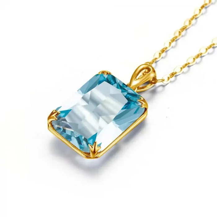 100% Real Silver 925 Necklace Pendant Aquamarine Women Jewelry Birthday Party Banquet Girl Accessories 2022 New Trendy - Image 4