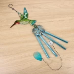 Wind Chime Hummingbirds Dragonflies Metal Glass Painted Crafts Hanging Pendants Bell Aluminum Pipe Home Courtyard Hanging Decors - Image 6