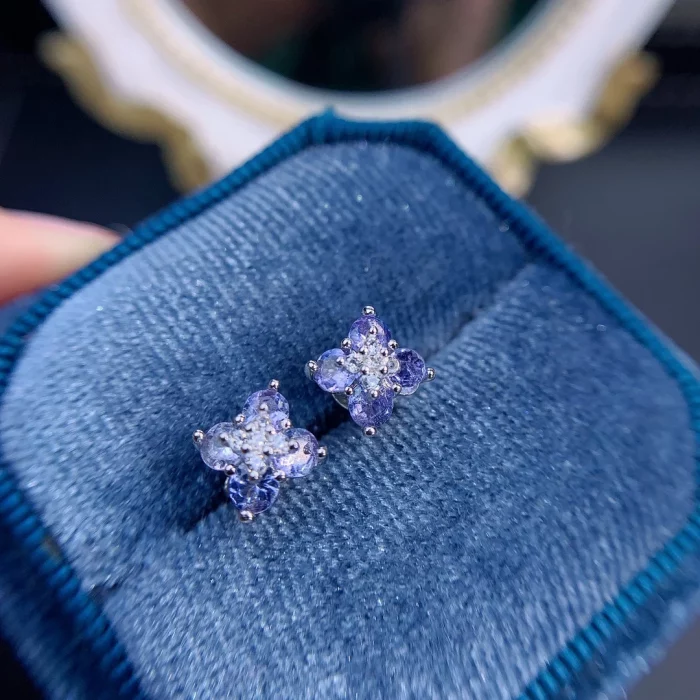 New Fine Jewelry 3mm Natural Tanzanite Earring Silver 925 Earings for Women Daily Wear - Image 5