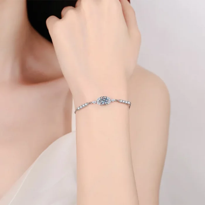100% Real GRA Certified 1CT Moissanite Bracelet for Women Girl S925 Sterling Silver Diamond Link Bracelets Fine Jewelry - Image 5