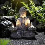 1pc Lotus Buddha Statues with LED Lights, Solar-Power Buddha Sculpture Decor for Home Garden, Yard, Patio, Yoga. - Image 4