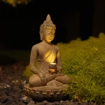 Zen-Inspired Solar-Powered Buddha Statue with Light - Resin Garden & Entryway Decor, Outdoor Ornament - Image 2