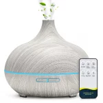 500ML Aromatherapy Essential Oil Diffuser Wood Grain Remote Control Ultrasonic Air Humidifier Cool with 7 Color LED Lights - Image 2