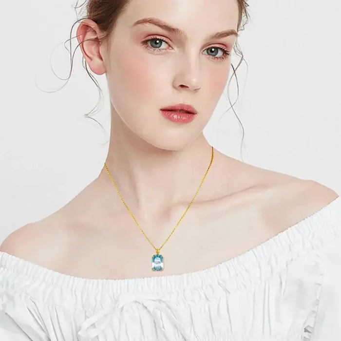 100% Real Silver 925 Necklace Pendant Aquamarine Women Jewelry Birthday Party Banquet Girl Accessories 2022 New Trendy - Image 3