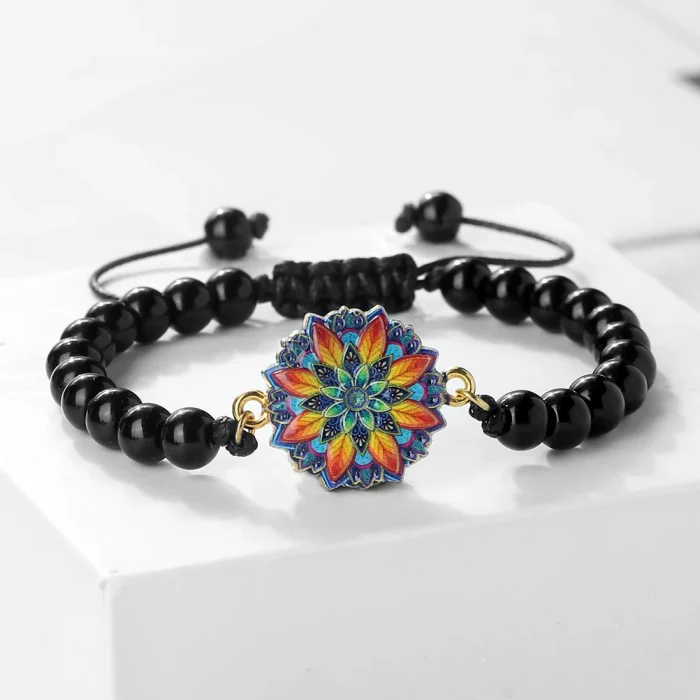 Handmade 6mm Natural Stone Braided Bracelet for Women Men Charn Flower Phantoscope Bangles Malachite Onyx Beads Bracelet Jewelry - Image 3