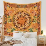Beautiful Interior Decoration Tapestry Psychedelic Sun and Moon Mandala Flowers Home Wall - Image 6