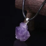 1PC Natural Crystal Rough Stone Amethyst Pendant Energy Healing Gemstone Amethyst Necklace Charms Chakra Halo Jewelry for Women - Image 4