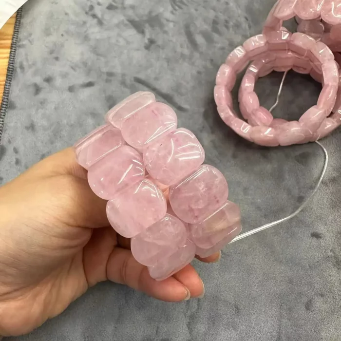 AA Quality Rose Quartz Stone Beads Bracelet Natural Gemstone Charming Bangle Fine Jewelry for Woman for Gift Wholesale ! - Image 7