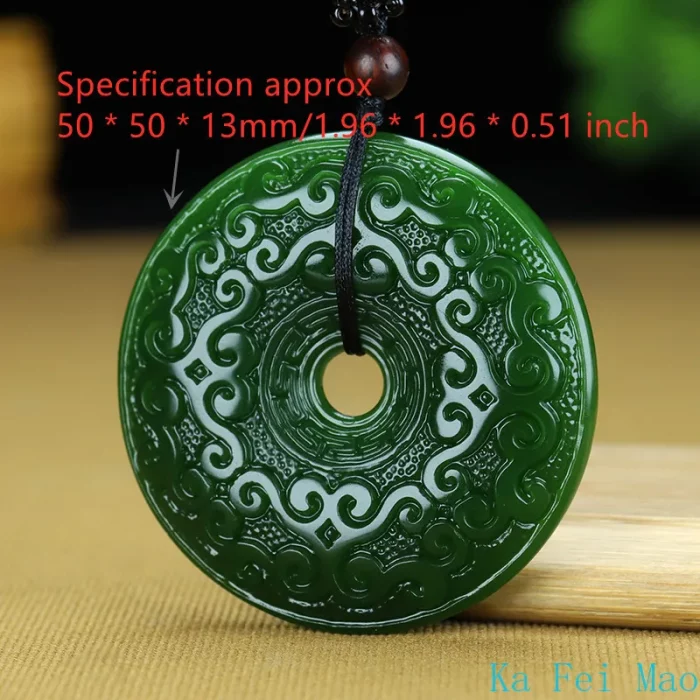 Genuine Natural Jade Pendant Green Circle Hand-polished Double-sided Carving Men and Women Lovers Models Charm Jewelry Necklace - Image 2