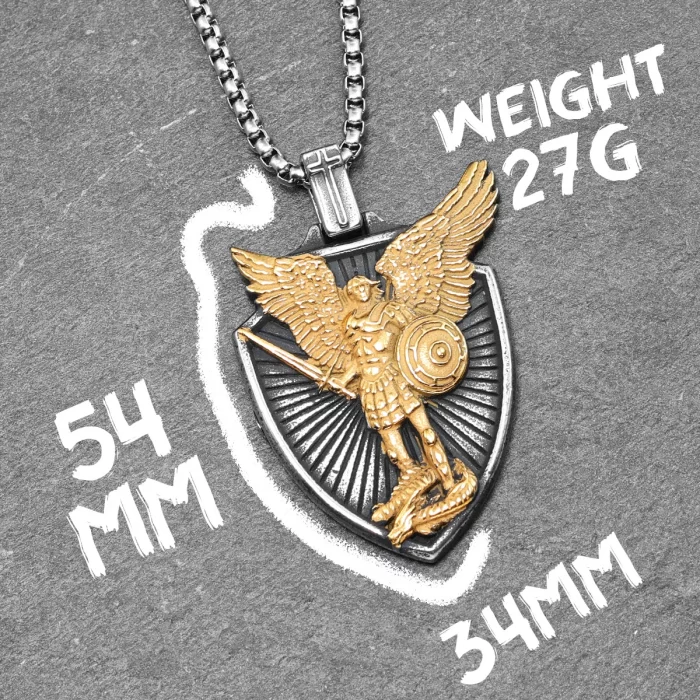 Archangel St.Michael Shield Amulet Exorcism Stainless Steel Men Necklaces Pendant Chain Punk For Women Fashion Jewelry Gifts - Image 7