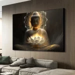 Religious Buddha Painting, Canvas Print Lotus Buddha Posters, Wall arts Decor, Home Living Room Decor, No Frame - Image 5