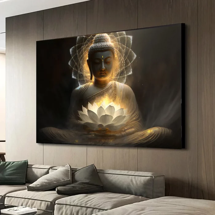 Religious Buddha Painting, Canvas Print Lotus Buddha Posters, Wall arts Decor, Home Living Room Decor, No Frame - Image 5