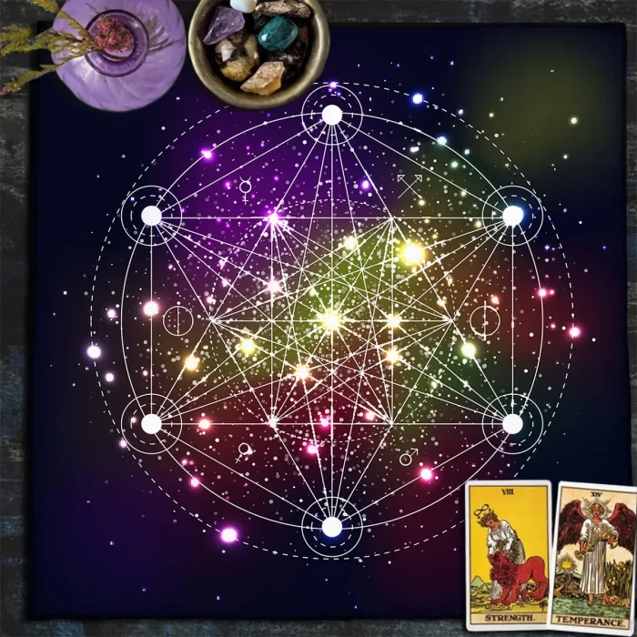 Geometric Altar Cloth Tarot Card Tablecloth With Flower Of Life Design Tarot Card Reading Mat For Metatron Cube Witchy Gift - Image 4
