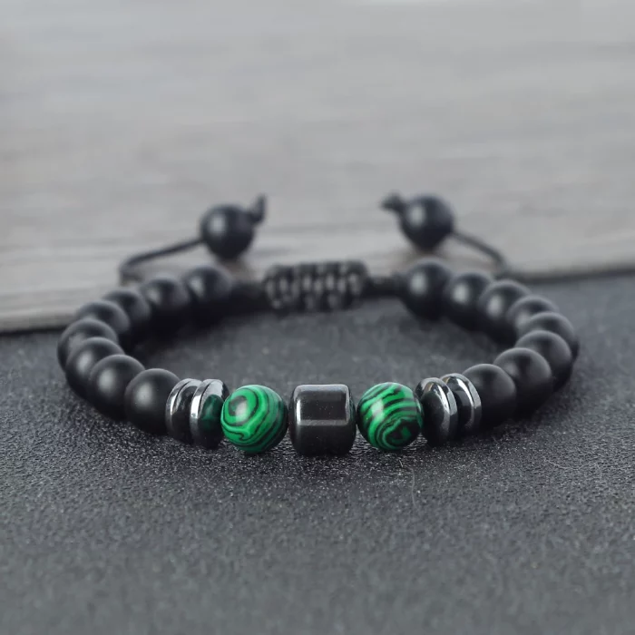 Natural Stone Beads Bracelet Women Green Malachite Yellow Tiger Eye Stone Beads Elastic Strand Wristband Jewelry Gift for Friend - Image 1