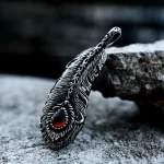 BEIER Hot Sell Popular Fire Feather Red Zircon Pendant Necklace Stainless Steel Fashion Jewelry For Men Women Cool Gift BP8-916 - Image 6