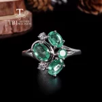 Light Luxury 925 sterling silver women's ring real gemstone natural oval Emerald fine jewelr for daily wear or Anniversary gifts - Image 3
