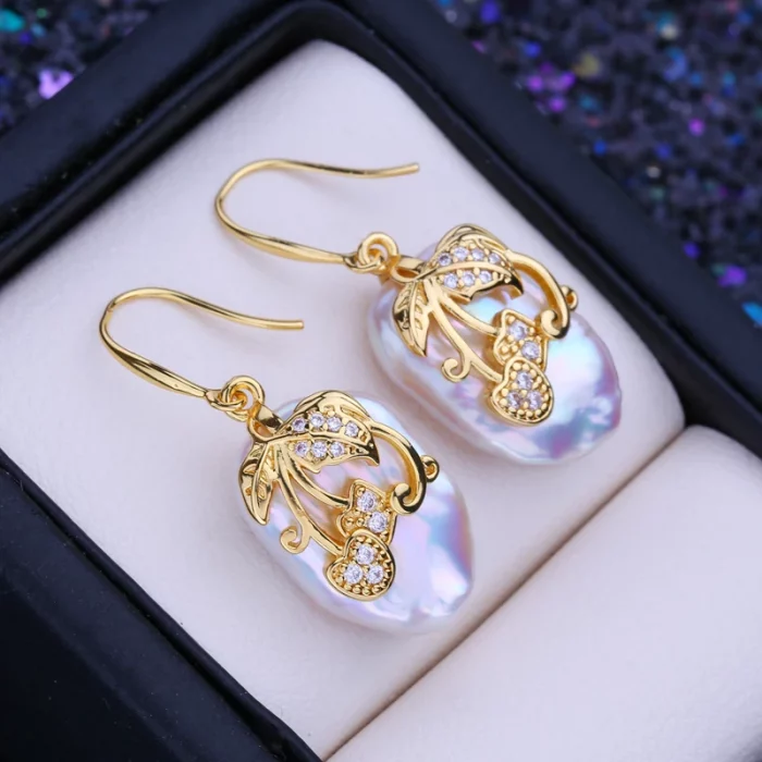 FENASY Natural Freshwater Big Baroque Pearl 18K Gold Plated Drop Earrings For Women Fashion Party Wedding Jewelry Birthday Gift - Image 4