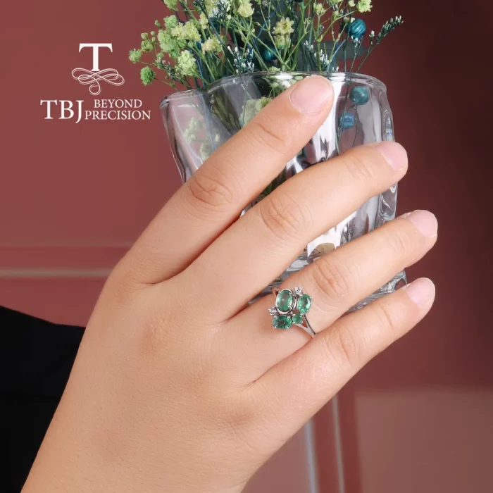 Light Luxury 925 sterling silver women's ring real gemstone natural oval Emerald fine jewelr for daily wear or Anniversary gifts - Image 6