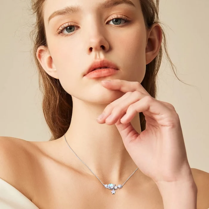 Fansilver 925 Sterling Silver Necklace Moonstone Pendant Necklace Silver Chain Necklace Gifts for Her Valentine's Day with Box - Image 5