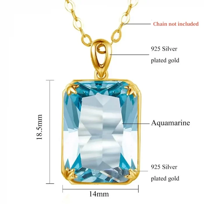 100% Real Silver 925 Necklace Pendant Aquamarine Women Jewelry Birthday Party Banquet Girl Accessories 2022 New Trendy - Image 5