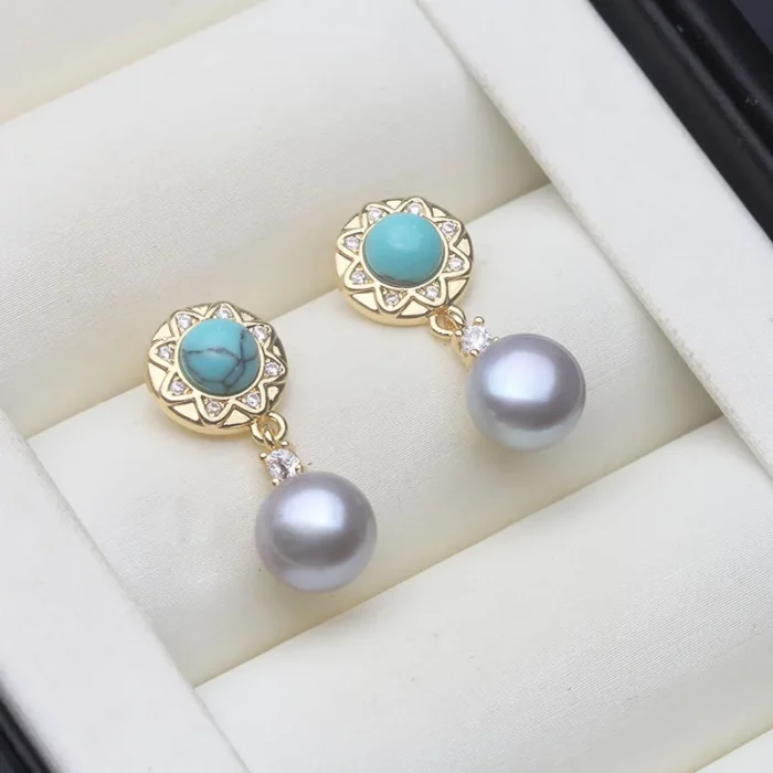 Real Silver 925 White Pearl Earrings Jewelry Women,Cultured Natural Freshwater Earrings Pearl Dangle Wife Mother Party Gifts - Image 4