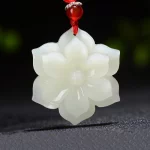 Natural Chinese White Jade Rich Flower Pendant Hand-carved Ladies Flower Necklace Fashion Luxury Jewelry Girlfriend Mom Gift - Image 6
