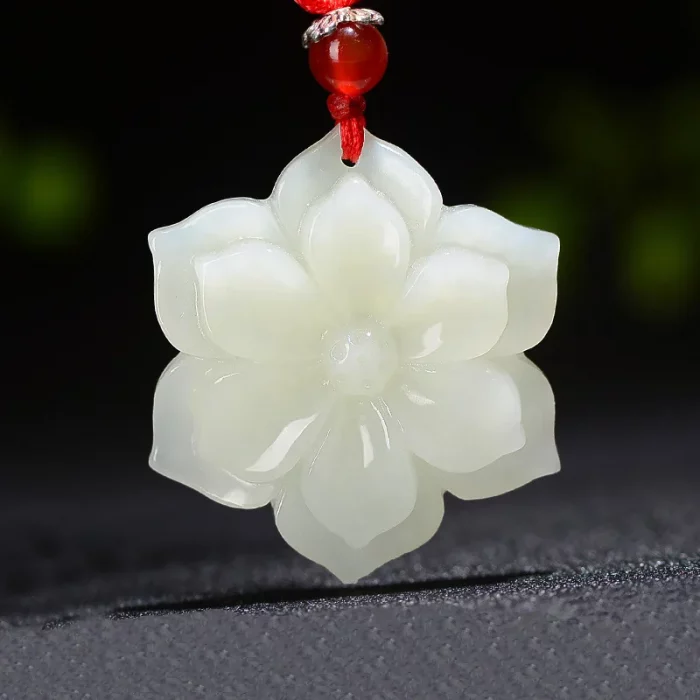 Natural Chinese White Jade Rich Flower Pendant Hand-carved Ladies Flower Necklace Fashion Luxury Jewelry Girlfriend Mom Gift - Image 6