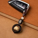 New Buddhism Lotus Flower Keychain Accessories Wooden Buddha Lucky Beads Keyring Pendant Car Bag Key Chain Buddhist Gift - Image 5