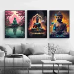 Religious Colorful Buddha Poster Aesthetics Zen Meditation Buddhism Lotus Wall Art Mural Room Decor Canvas Painting Home Decor - Image 3