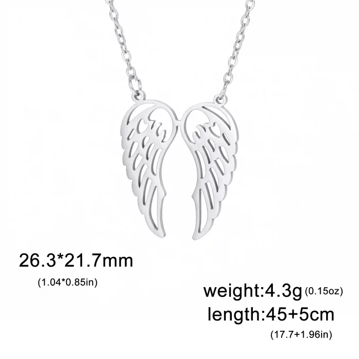 Wing Necklace Angel Chain Supernatural Amulet Gift For Woman Man Stainless Steel Talisman Pendant Fashion Jewelry - Image 6
